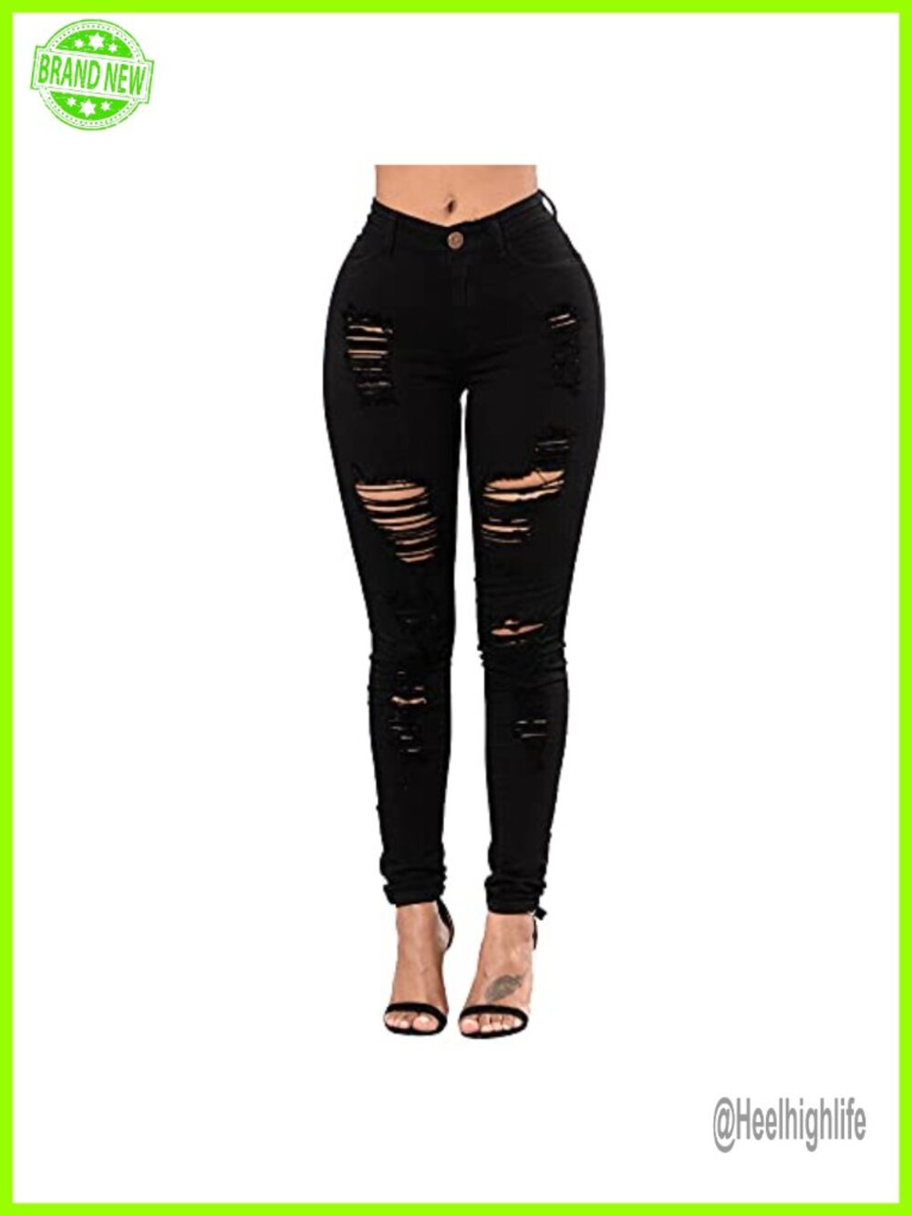 High Rise Stretch Skinny Ripped Jeans Distressed Denim Leggings